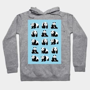 Panda Bear Pattern on Light Blue Hoodie